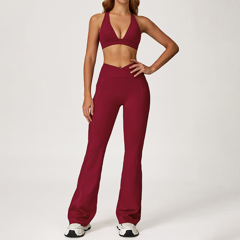 SPORTS BRA +Slim-fit athletic flare pants