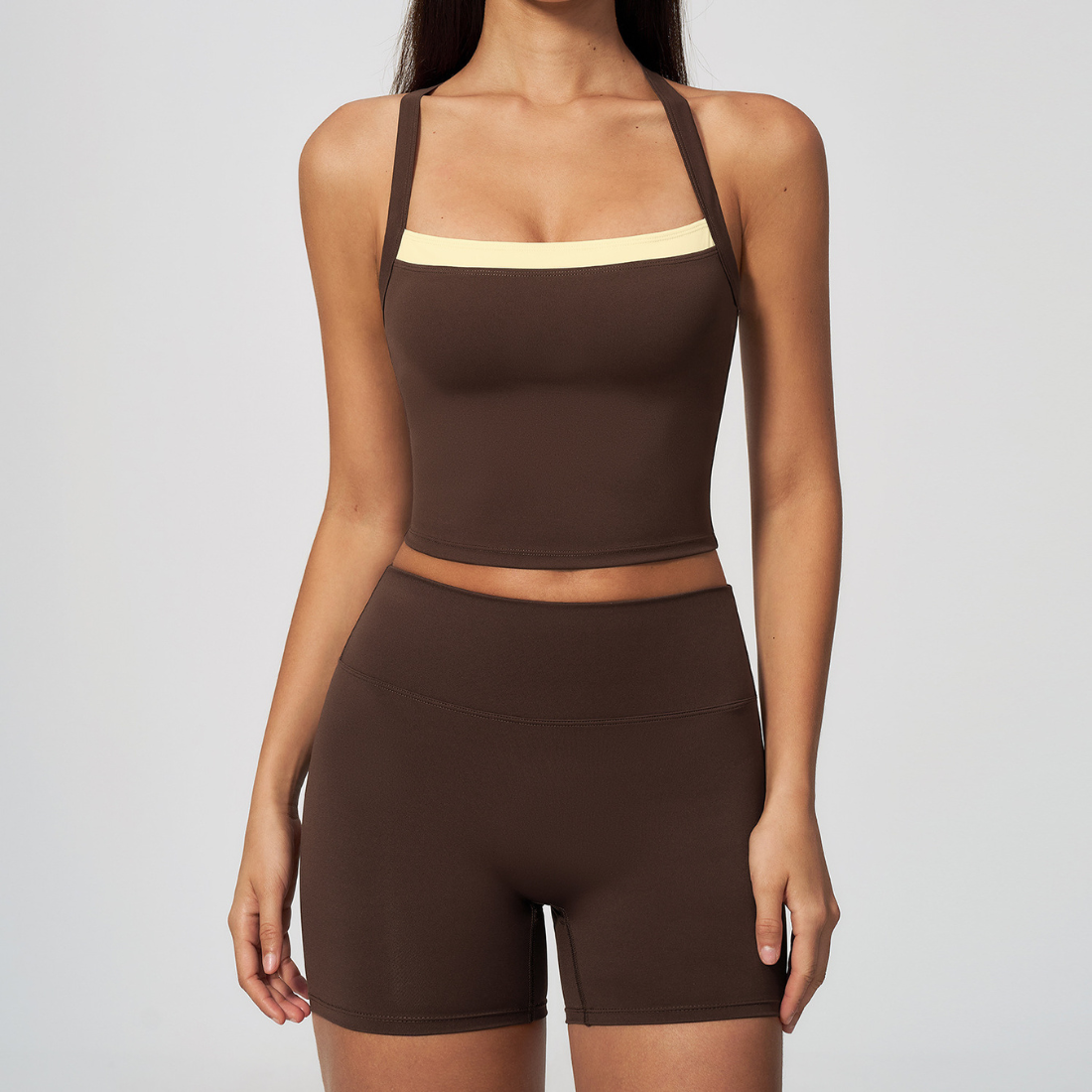 Wholesale Wholesale Naked-Feel Yoga Set – Cross Back Vest+Quick-Dry Fitness Shorts
