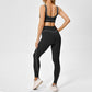 Contrasting color removable bra pads + athletic leggings 2-piece set