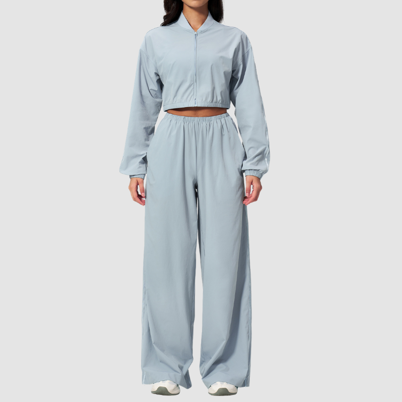 Wholesale Women's UPF50+ Sun-Protection Cropped Jacket & Jogger Pants Set – Quick-Dry 2-Piece Outdoor Set