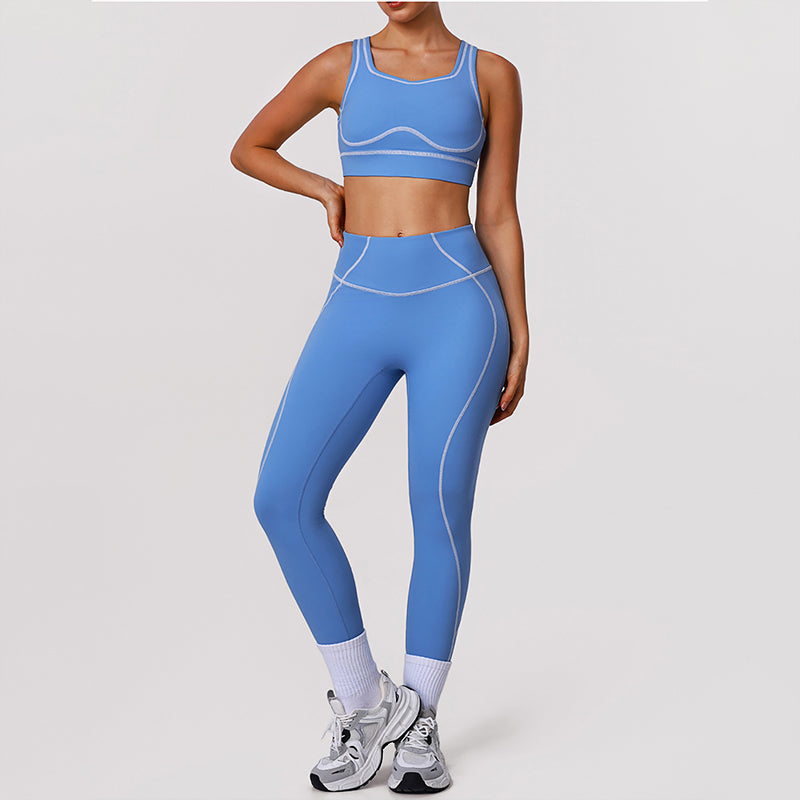 Wholesale contrasting color bra + butt-lifting leggings