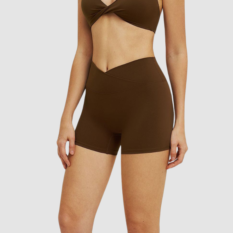 Wholesale high-waisted cross-waistband shorts