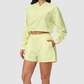 Wholesale Women's UPF50+ Sun Protection Hoodie Jacket + Shorts Set – Colorblock Outdoor Running Sportswear