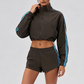 Wholesale Zebra striped zip-up long-sleeved jacket + high-waisted athletic shorts (Pre-sale)