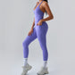 Halter hollow out quick dry sports jumpsuit