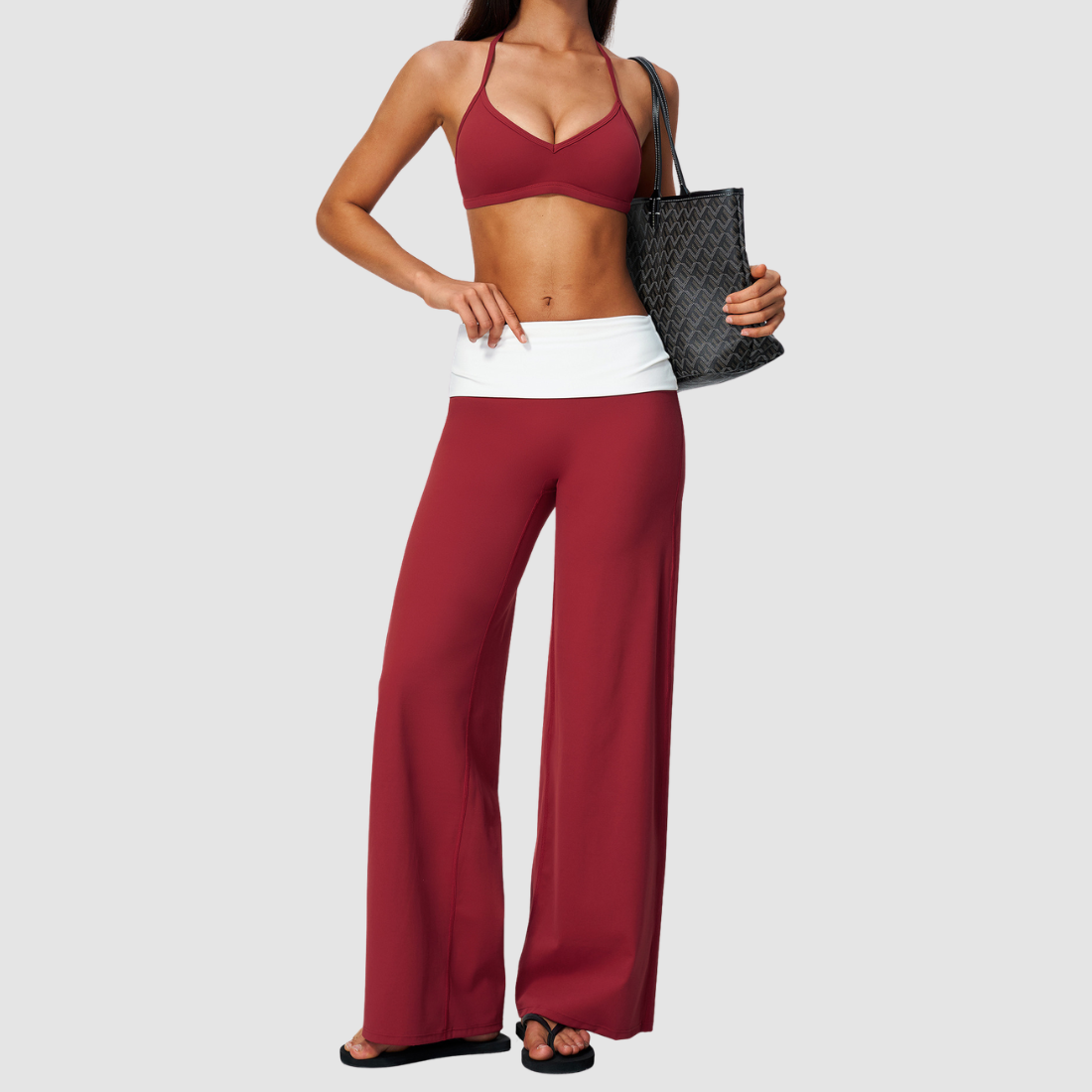 Wholesale Women’s Halter Sports Bra & Wide-Leg Yoga Pants Set
