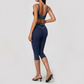 Wholesale Women's Colorblock Brushed Yoga Set: Sports Bra & Biker Shorts