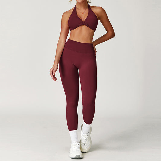 Halter sports Bra + High waist legging 2-piece set