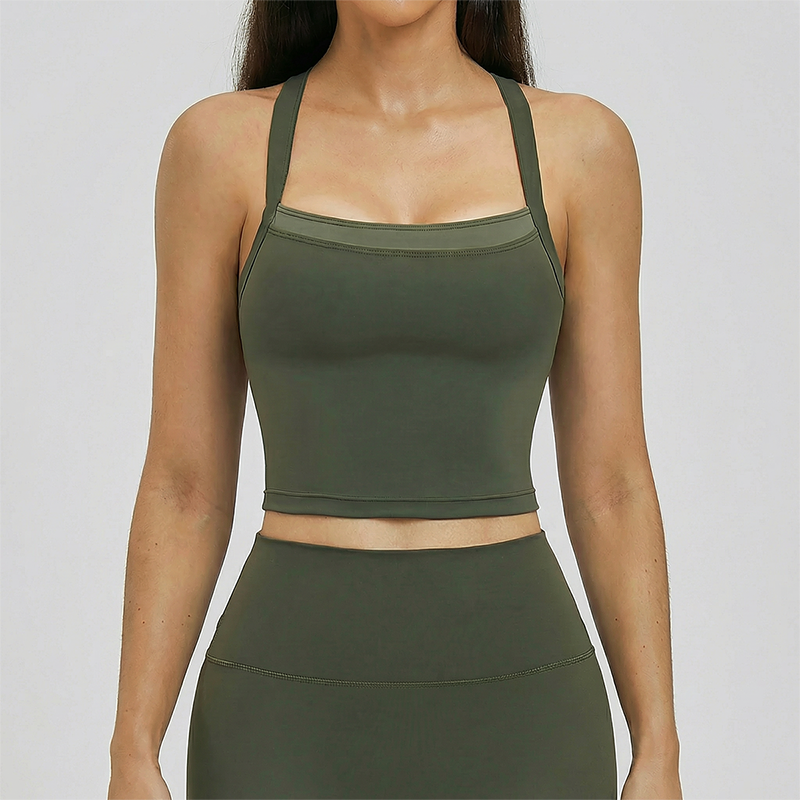 Wholesale fake two contrasting cross back top