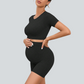Pregnant women's yoga shorts and short-sleeve two-piece set