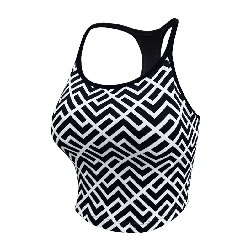 Wholesale Women's Halter Neck Printed Yoga Bra Top with Racerback