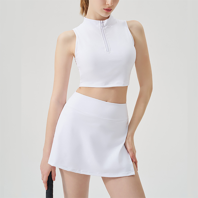Wholesale Women's Short Sleeve Yoga Top & Tennis Skirt Set – Quick-Dry Sporty Two-Piece