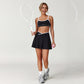 Wholesale sports color-blocked bra + A-line skirt 2-piece set