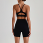 Wholesale Brushed Naked-Feel Open-Back Sports Bra & High-Waist Shorts Set – Sculpting Yoga 2-Piece