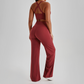Wholesale Women's Peach Lift High Waist Flare Pants Yoga Set – Cross Back Sports Bra 0258
