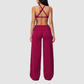 Wholesale Seam-Detail Sports Bra & Fold-up High-Waist Flare Leggings Set