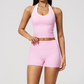 Wholesale Women's Bare-Feel Color-Block Tank Top & Shorts Set