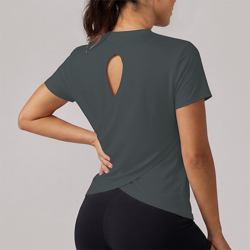 Wholesale Women's short sleeve tee quick dry running gym top