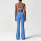 Quick-Drying Built-In Pads Bra + High-Waisted Flared Pants 2-Piece Set