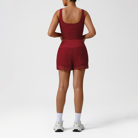 Wholesale Lace Low-Cut Crop Top + | Wonderxfans bulk activewear