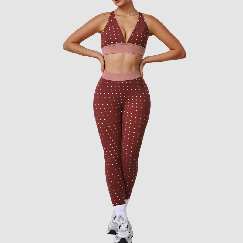 Wholesale printed polka dot bra + leggings