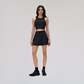Wholesale round neck tank top + fake two piece tennis skirt