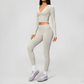 Wholesale Women's Cream-Feel Fleece Long Sleeve Top & High-Waist Leggings Set