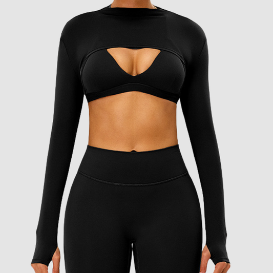 Wholesale Naked-Feel Half-High Collar Long-Sleeve Yoga Shrug – Cutout Sports Cardigan Coverup