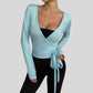 Women's slim fit top with long sleeves and straps