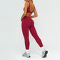 Square neckline backless sports bra+athletic slimming leggings 2-piece set