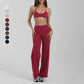 Halter-neck backless bra + loose wide-leg pants 2-piece set