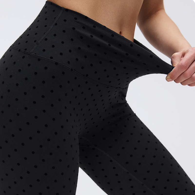 Wholesale Black Polka Dot Sports Jacket + High-Waisted Leggings