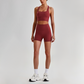 Wholesale Cross-Back Sports Bra & High-Waist Biker Shorts Set – Naked-Feel Quick-Dry Yoga 2-Piece