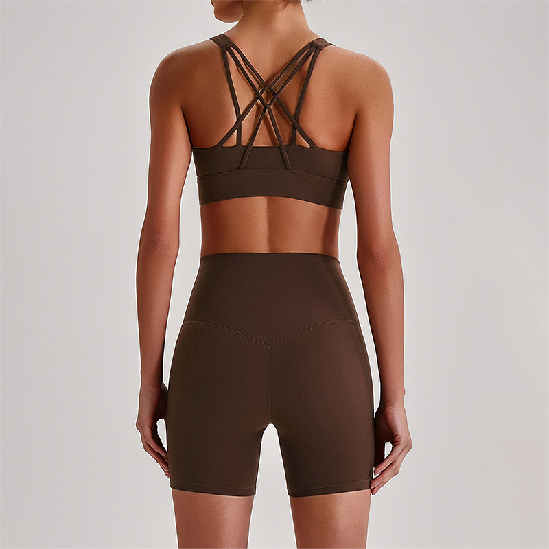 Wholesale Women's Quick-Dry Naked Feel Vest+Fitted Biker Shorts Yoga Set