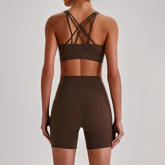 Wholesale Women's Quick-Dry Naked Feel Vest+Fitted Biker Shorts Yoga Set