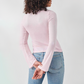 Wholesale Modal-Blend Tie-Front Bow Long-Sleeve Fitted T-Shirt – Elegant Slim-Fit Top