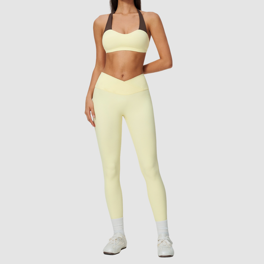 Wholesale Women's Color-Block Sports Bra & Leggings Two-Piece Set
