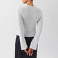 Wholesale Modal-Blend Tie-Front Bow Long-Sleeve Fitted T-Shirt – Elegant Slim-Fit Top