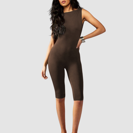 Wholesale Naked-Feel Open-Back Yoga Jumpsuit with Built-In Bra – Sculpting Full-Length Activewear