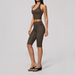 Wholesale Women's Deep V high-elastic polka-dot vest + high-waisted Capri Shorts Set