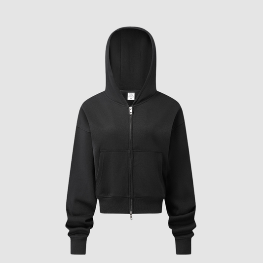 Wholesale Women’s Relaxed Zip-Up Hooded Sweatshirt – Cotton Blend