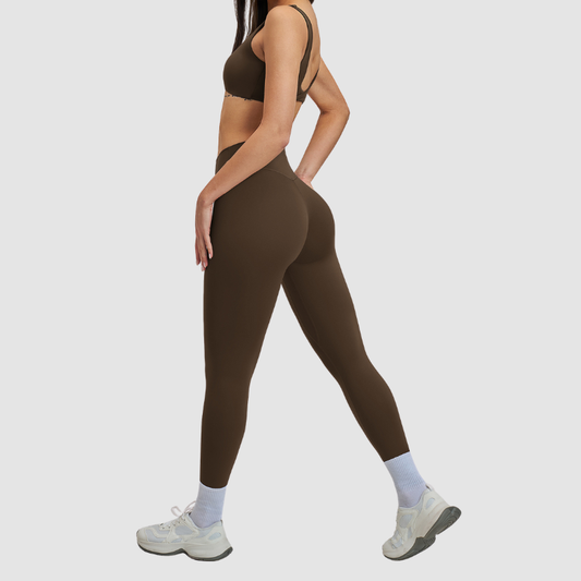 Wholesale Women's Brushed Halter Neck Backless Sports Bra + High-Waist Leggings Set – Yoga Fitness Activewear