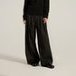 Pleated curved knife high-waisted dress pants
