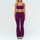 Square neckline backless sports bra+High-waisted flared pants 2-piece set