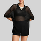 Wholesale Women's Mesh Oversized Yoga Cover-Up T-Shirt