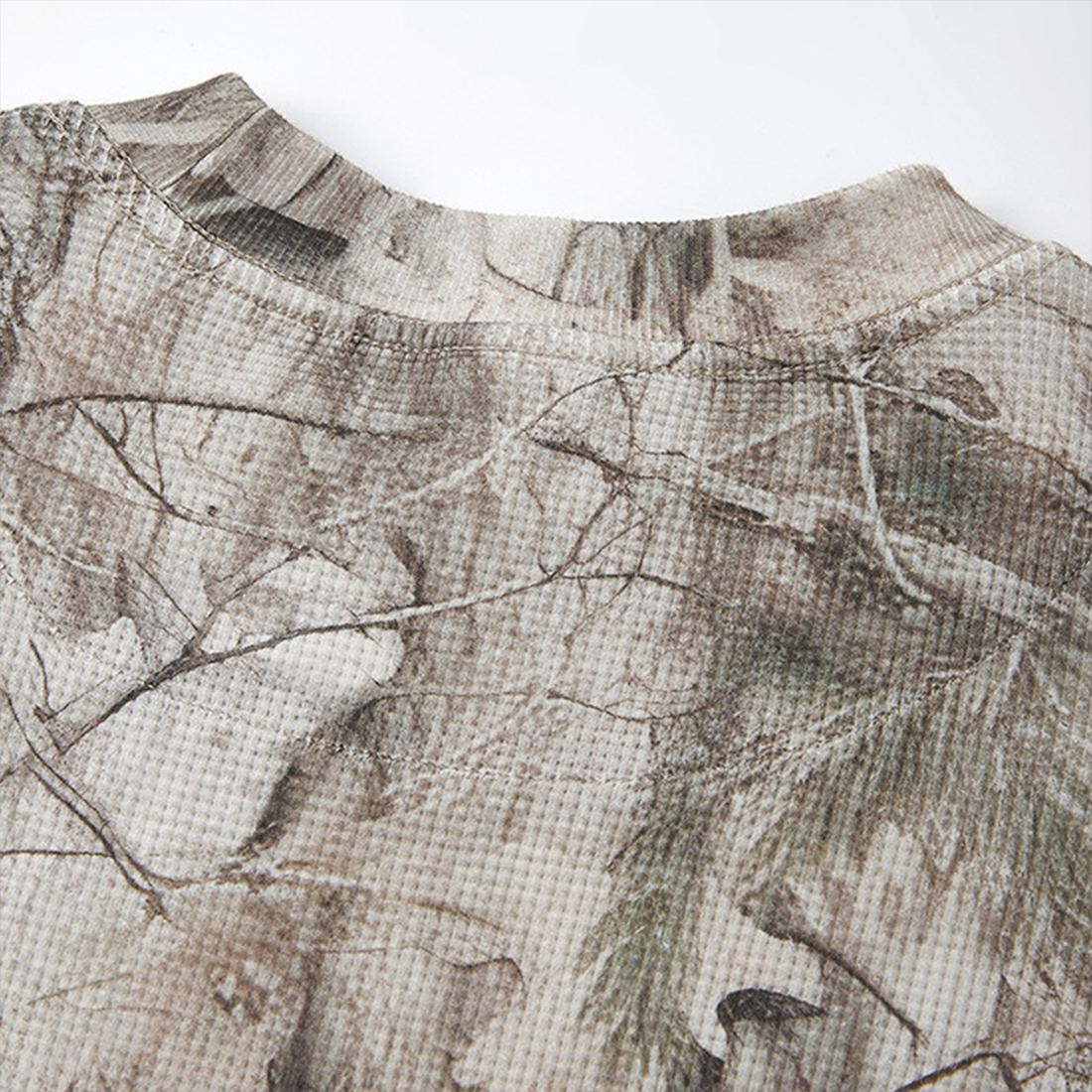 Wholesale Camouflage Waffle Knit T-Shirt – Breathable Long Sleeve Top