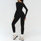 V-neck slim-fit long-sleeved top + High waist leggings 2-piece set