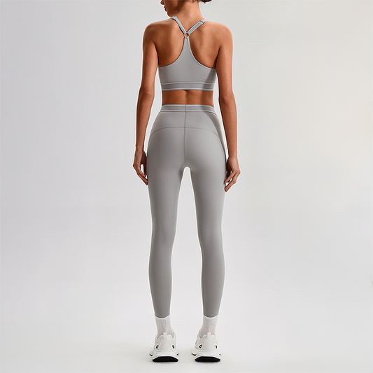 Wholesale Naked-Feel Sports Bra & High-Waist Biker Shorts Set – Quick-Dry Yoga 2-Piece