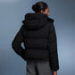 Detachable-hood relaxed-fit down jacket