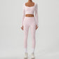 Snug-fit U-neck ​Cropped Long Sleeves + High-waisted Leggings 2-Piece Set